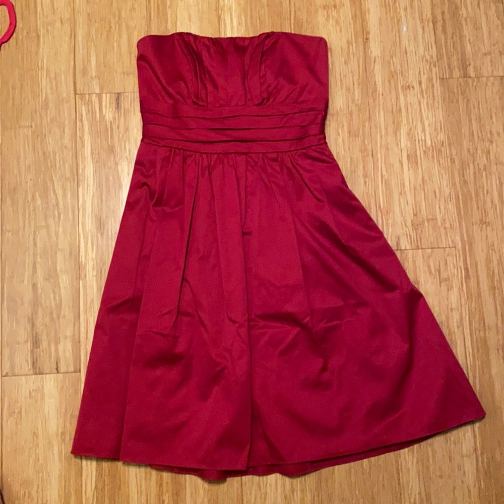 David’s Bridal red bridesmaid dress